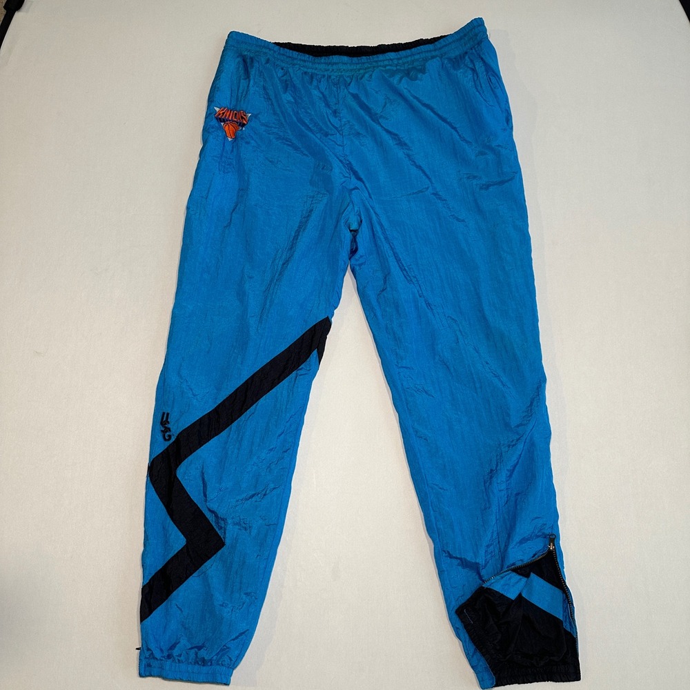 Vtg New York Knicks Track Pants Mens 2XL Reversible Teal Black Nylon 90s USG NBA